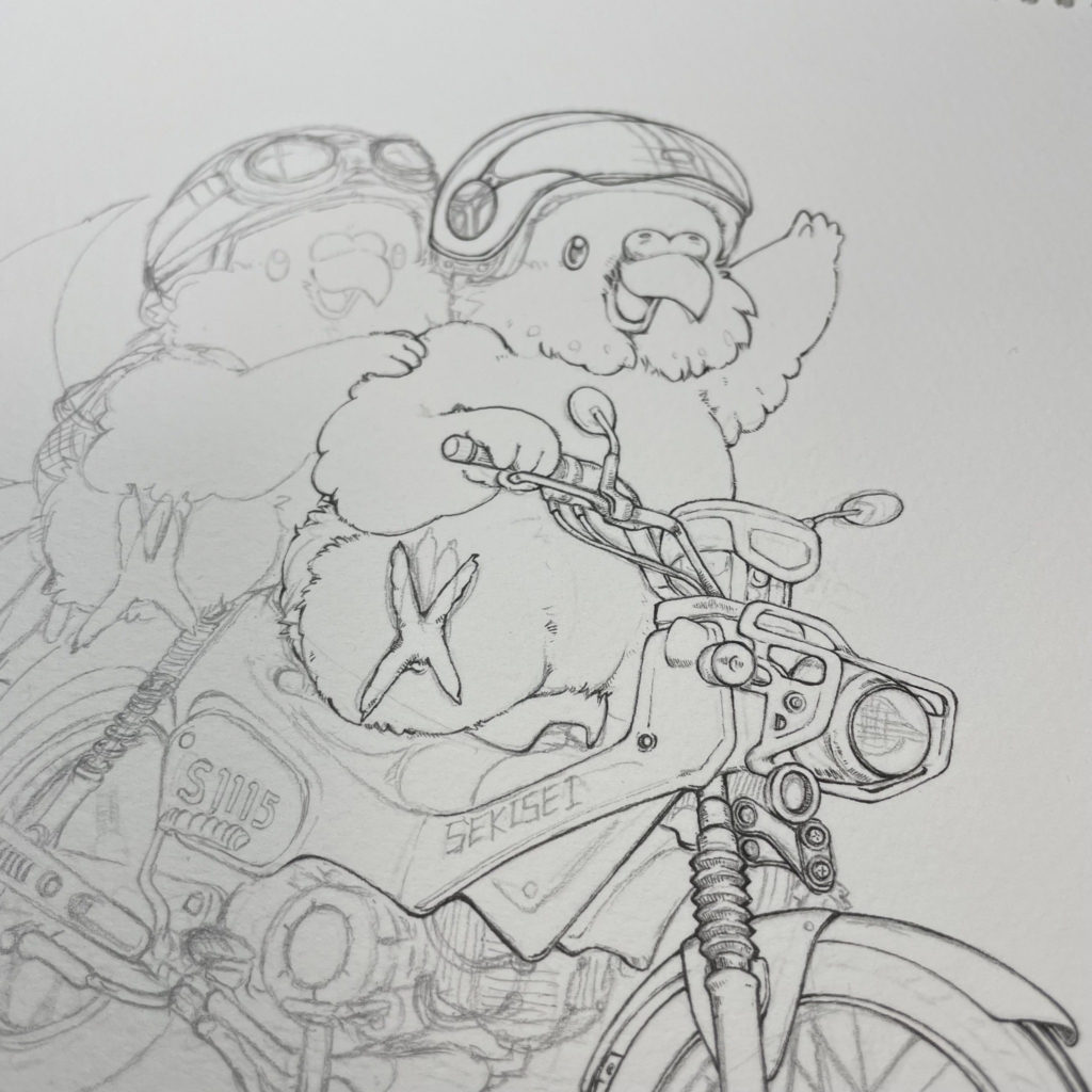 セキセイとバイクのイラスト 鳥のこと ゆとり屋